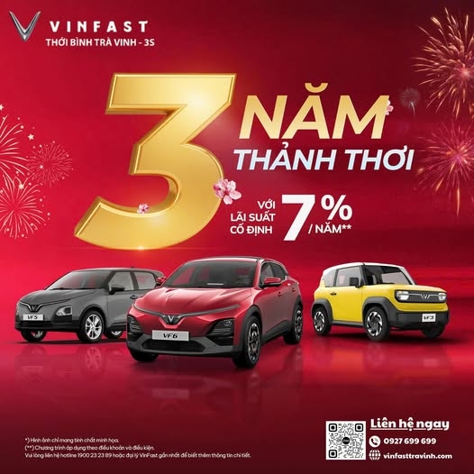CHỈ 7% LÃI SUẤT – CHỐT XE VINFAST, TẬN HƯỞNG 3 NĂM THẢNH THƠI!