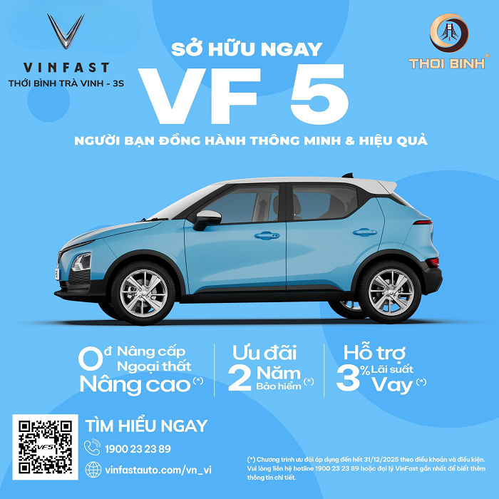 Giá Lăn Bánh VF 3, VF 5, Herio Green Tốt Nhất Tại VinFast Trà Vinh (Cách Bến Tre Chỉ 30 Phút)