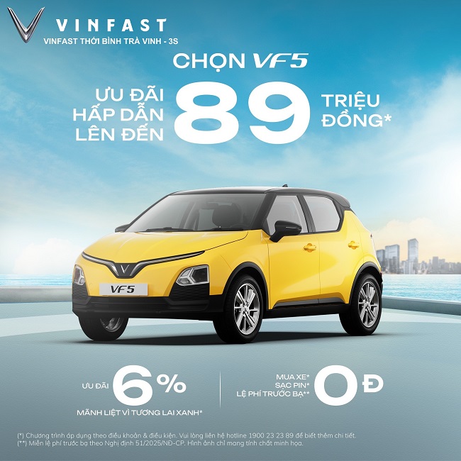 Thu Xăng Đổi Điện VinFast Tháng 3/2026 Tại Trà Vinh: Ưu Đãi Thêm 3% + Siêu Tiết Kiệm!