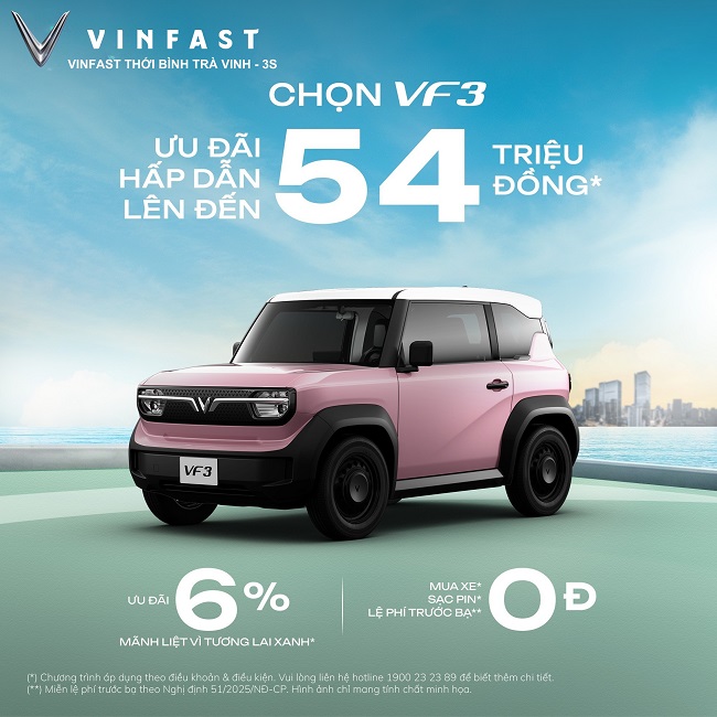 Thu Xăng Đổi Điện VinFast Tháng 3/2026 Tại Trà Vinh: Ưu Đãi Thêm 3% + Siêu Tiết Kiệm!
